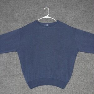 Faconnable‎ Sweater Mens L Navy Blue Wool Crew Neck Winter Layering Knit